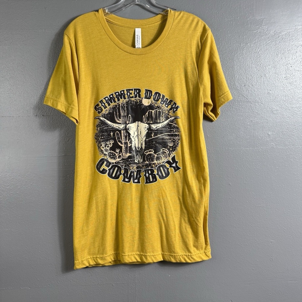 Bella + Canvas "Simmer‎ Down Cowboy" Western Graphic Tee - Size Medium